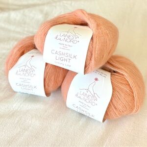 3 Laines du Nord Cashsilk Light yarn bundle – salmon Peach pink – sport 25g nwt